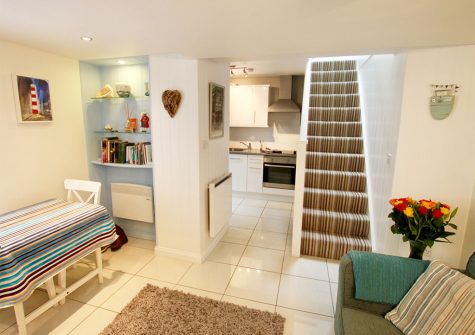 The open-plan dining area at Serendipity, Fowey