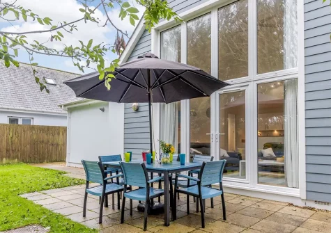 The patio, alfresco dining area & garden at Serendipity of Woolacombe, Woolacombe