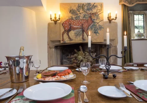 The banqueting dining room, with seating for 24, at Sheafhayne Manor, Yarcombe