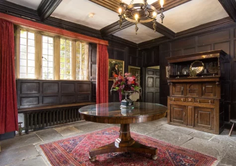 The impressive entrance panelled hall at Sheafhayne Manor, Yarcombe