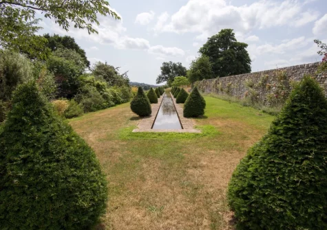 The garden, with shallow rill, at Sheafhayne Manor, Yarcombe