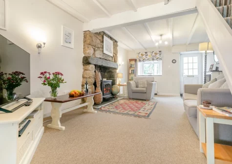 The living room at Shellseekers, Marazion