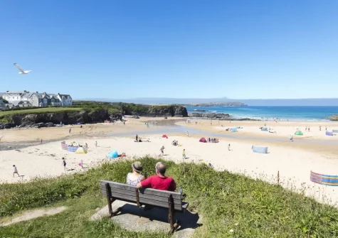 Nearby Trevone Bay Beach is a beautiful, west‐facing arc of golden sand edged by low cliffs & pockets of rockpools