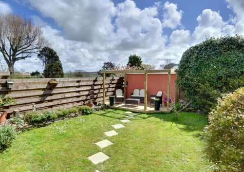 The patio, outdoor sitting area & garden at Shotwood, Little Petherick