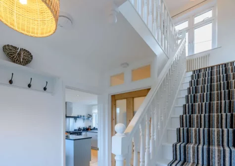 The stairs up to the first floor at Silver Seas, Combe Martin