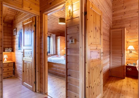 The bedrooms at Sky Lark Lodge 7 at Clovelly Lakes, Higher Clovelly