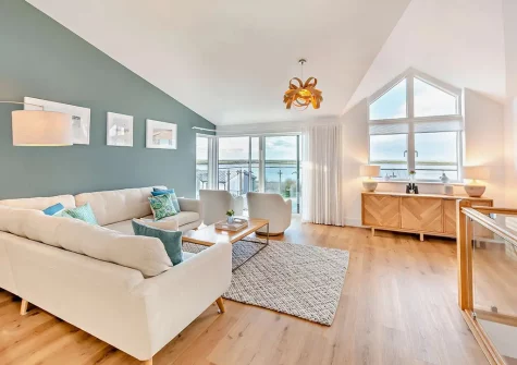 The living area at Skybreak, Appledore