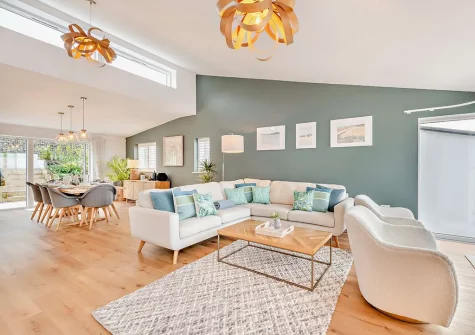 The living area at Skybreak, Appledore