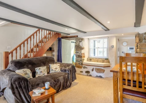 The living & dining area at Slipway Cottage, 8 Back Lane, St Ives