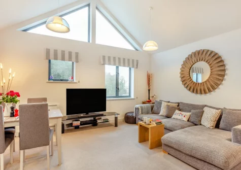 The living & dining area at Slipway, Fowey