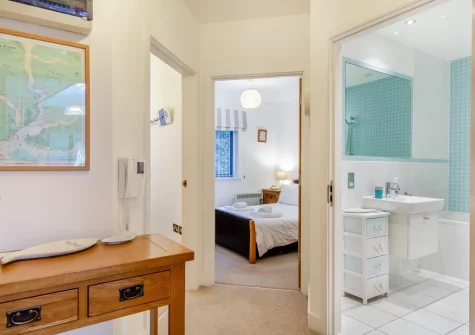 The hallway & bathroom at Slipway, Fowey