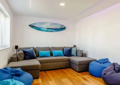 The cinema room at Slow Tide, Bude