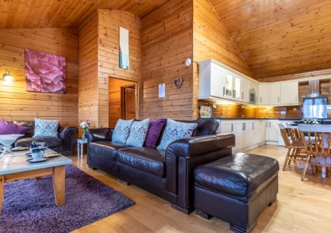 The living area at Snow Goose Lodge 16 at Clovelly Lakes, Higher Clovelly