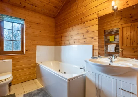 The bathroom at Snow Goose Lodge 16 at Clovelly Lakes, Higher Clovelly