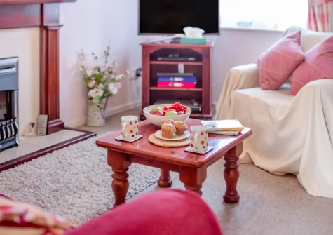 The living room at Snowdrops, Beer