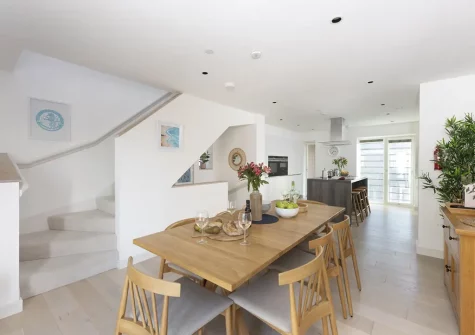 The dining area at Solstice Beach House, Newquay