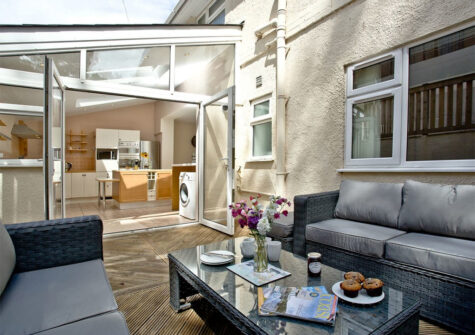 The decked patio at South Sands, Paignton