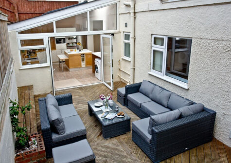 The decked patio at South Sands, Paignton