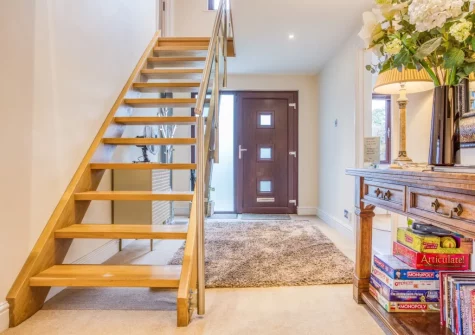 The entrance hall & stairs up tot he first floor at Spindrift, Instow