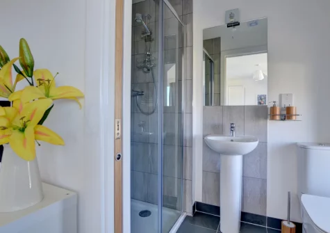 Bedroom #1 en-suite shower room at Spindrift, Mortehoe