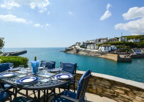 The patio & alfresco dining area at St Gwithians, 7 Bay View Terrace, Porthleven