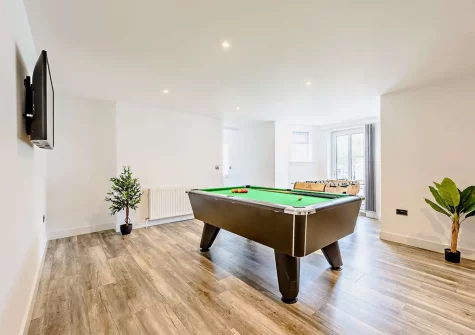 The games room at St James Villa, Ilfracombe