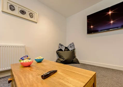 The cinema room at St James Villa, Ilfracombe