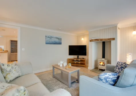 The living room at St Mellyn, Portmellon