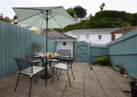 The patio & alfresco dining area at Starboard, Hesketh Mews, Torquay