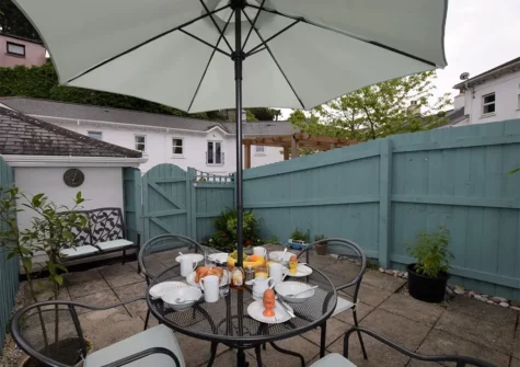The patio & alfresco dining area at Starboard, Hesketh Mews, Torquay