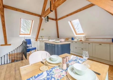 The kitchen & dining area at Stargazey Barn, Buckland Brewer