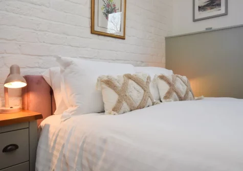 The bedroom at Stargazey Barn, Buckland Brewer