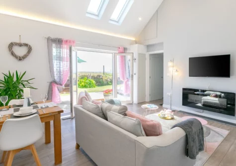 The living area at Stargazing Cottage, St Just