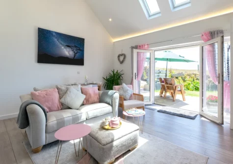 The living area at Stargazing Cottage, St Just