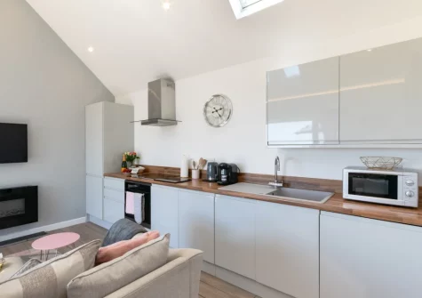 The kitchen at Stargazing Cottage, St Just