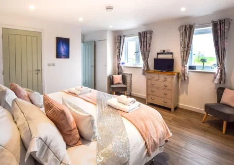 The bedroom at Stargazing Cottage, St Just