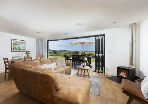 The living area at Stargazy, Morcliff Holiday Lodges, St Agnes
