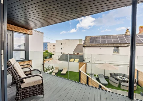 The balcony & outdoor sitting area at Stone Bay, Westward Ho!