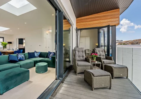The balcony & outdoor sitting area at Stone Bay, Westward Ho!