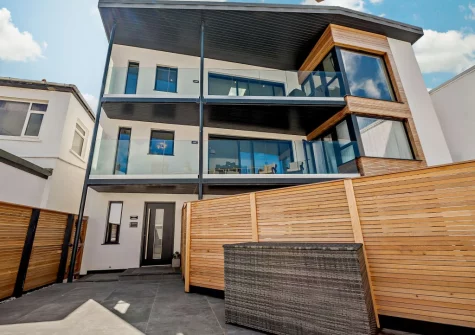 The enclosed courtyard garden at Stone Bay, Westward Ho!