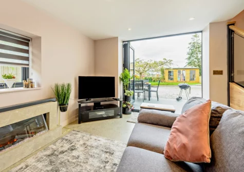 The living area at Stonehaven at Woolmers House, Bickington
