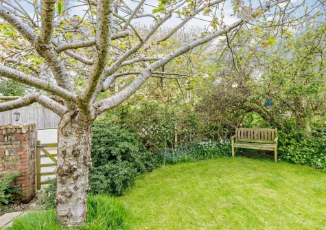 The grassy area opposite the cottage at Stonehaven at Woolmers House, Bickington