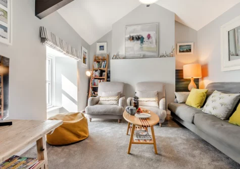 The living room at Stormgazer, Porthleven