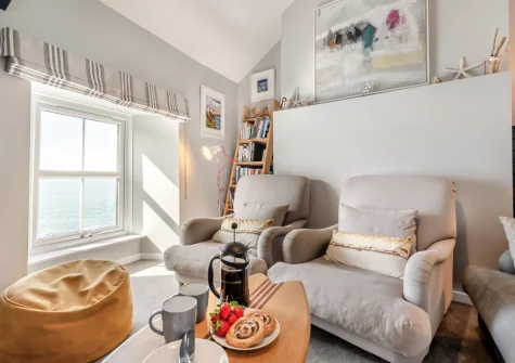 The living room at Stormgazer, Porthleven