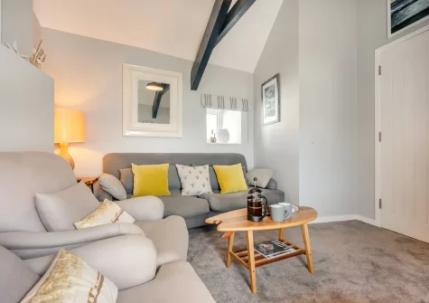 The living room at Stormgazer, Porthleven