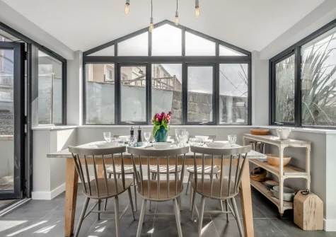 The dining area at Stormgazer, Porthleven