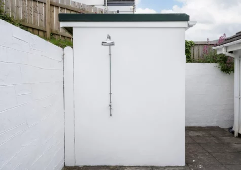 The outdoor shower at Stradav, Polzeath