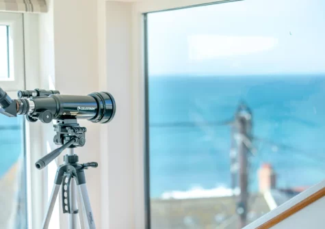Enjoy fantastic sea views from the attic living room at Suffolk Cottage, Porthleven