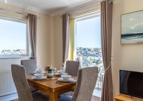 The living & dining area at Sulima, Brixham