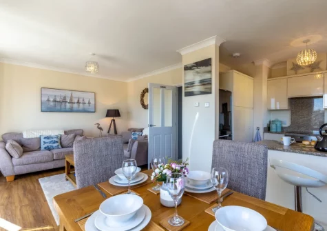 The living & dining area at Sulima, Brixham